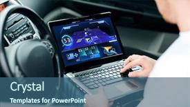  Presentation with connected car - Presentation with laptop computer in car background and a ocean colored foreground