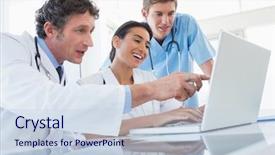  Presentation with medical laptop - Slide set consisting of laptop computer in medical background and a lemonade colored foreground