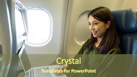  Presentation with computer security - Beautiful presentation theme featuring laptop computer inside airplane backdrop and a tawny brown colored foreground