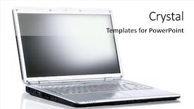  Presentation with clipping - Cool new presentation theme with laptop computer isolated on white backdrop and a white colored foreground