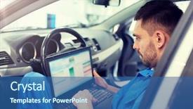  Presentation with mechanic car service repair maintenance - Theme having laptop computer making system diagnostic background and a ocean colored foreground