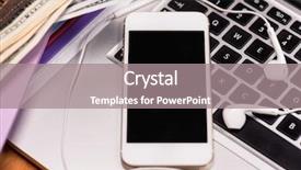  Presentation with mobile money - Cool new PPT theme with laptop computer mobile phone backdrop and a gray colored foreground