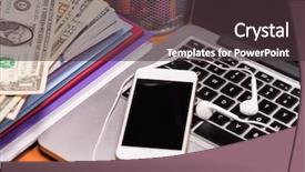  Presentation with electronic music - Amazing slide deck having laptop computer mobile phone backdrop and a tawny brown colored foreground