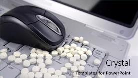  Presentation with covid 19 pills - Cool new presentation theme with laptop computer mouse and pills backdrop and a light gray colored foreground