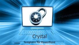 Presentation with system computer - Beautiful PPT theme featuring security system protection - laptop computer padlock and codes backdrop and a light blue colored foreground