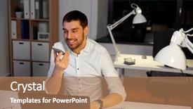  Presentation with recorder - Amazing theme having laptop computer using voice command backdrop and a coral colored foreground