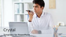  Presentation with recorder - Slides with laptop computer using voice background and a lemonade colored foreground