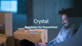  Presentation with construction documents - Slide deck enhanced with laptop computer with cardboard box background and a ocean colored foreground