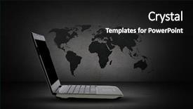  Presentation with mass media - Audience pleasing slide set consisting of map over dark gray background backdrop and a black colored foreground