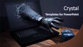  Presentation with electronic security - Slide set consisting of water ballons - oil bubbles isolated on white background and a soft green colored foreground