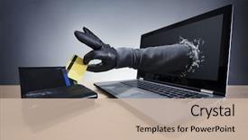  Presentation with electronic security - Slide set with laptop concept for computer hacker background and a soft green colored foreground