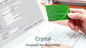  Presentation with online shopping - PPT layouts consisting of laptop credit card shopping online background and a sky blue colored foreground