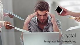  Presentation with stressed - Amazing theme having laptop desk surrounded by file backdrop and a light gray colored foreground