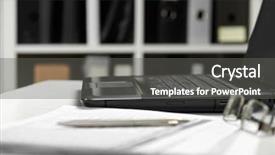  Presentation with closeup of foosball table soccer - Slide deck with laptop documents smartphone and eyeglasses background and a dark gray colored foreground