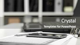  Presentation with closeup of foosball table soccer - PPT layouts with laptop documents smartphone and eyeglasses background and a gray colored foreground