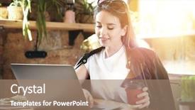  Presentation with homework - Slide set featuring laptop doing homework assignment background and a coral colored foreground