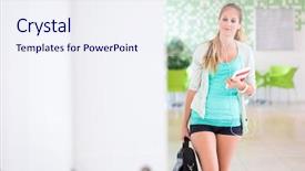  Presentation with property - Colorful slide deck enhanced with laptop during her school backdrop and a sky blue colored foreground