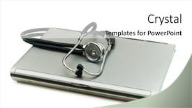  Presentation with digital forensics - Amazing presentation theme having laptop illustrating concept of digital backdrop and a white colored foreground