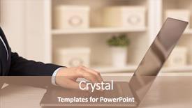  Presentation with chest - Beautiful presentation design featuring laptop in a cozy environment backdrop and a coral colored foreground