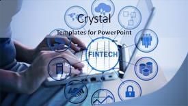  Presentation with fintech financial technology - Slide set featuring laptop in financial technology fintech background and a light blue colored foreground