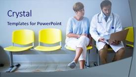  Presentation with waiting room - Theme featuring laptop in hospital waiting background and a light blue colored foreground