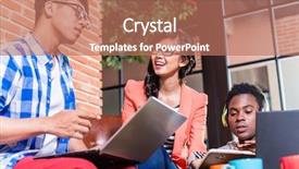  Presentation with team work - Presentation design enhanced with laptop in the lounge background and a  colored foreground