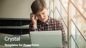  Presentation with cyber bullying - PPT layouts enhanced with laptop indoors cyber bullying background and a gray colored foreground