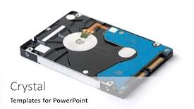  Presentation with hard disk drive - PPT theme consisting of laptop-internal-hard-disk-drive background and a white colored foreground