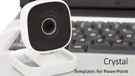  Presentation with web - Audience pleasing presentation consisting of laptop isolated on white background backdrop and a light gray colored foreground