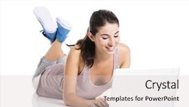  Presentation with student attandance system - PPT layouts having laptop isolated over a white background and a lemonade colored foreground