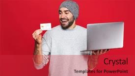  Presentation with red and silver - Theme having laptop isolated over red background background and a red colored foreground