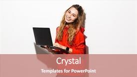  Presentation with arabian woman wearing hijab muslim - Audience pleasing PPT layouts consisting of laptop isolated over white background backdrop and a coral colored foreground