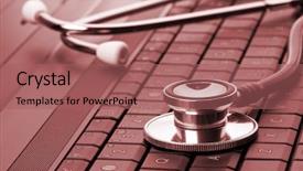  Presentation with medical laptop - PPT theme having laptop keyboard toned in red background and a coral colored foreground