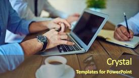  Presentation with hands of anonymous hackers typing - Presentation theme with laptop keypad in working environment background and a tawny brown colored foreground