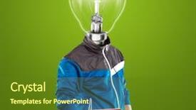  Presentation with young man holdng laptop on lap money - Cool new PPT layouts with laptop listening to the music backdrop and a tawny brown colored foreground