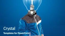  Presentation with man head in hands - Colorful slides enhanced with laptop listening to the music backdrop and a ocean colored foreground