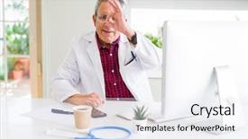  Presentation with cure - Cool new slide set with laptop looking for a cure backdrop and a sky blue colored foreground