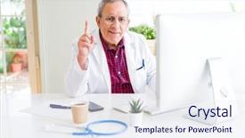  Presentation with cure - Cool new slide deck with laptop looking for a cure backdrop and a sky blue colored foreground