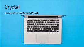  Presentation with top view of soybean - Presentation design consisting of laptop lying on the blue background and a light blue colored foreground