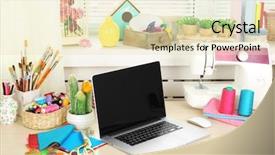  Presentation with workplace accident - Audience pleasing slide set consisting of laptop machine - beautiful comfortable seamstress workplace backdrop and a lemonade colored foreground