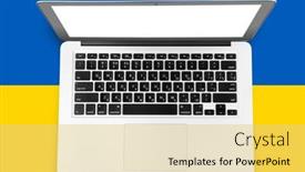  Presentation with blue yellow - Theme consisting of laptop-on-a-blue background and a yellow colored foreground