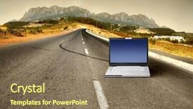  Presentation with country of tibet - Beautiful slide deck featuring laptop on a country road backdrop and a coral colored foreground