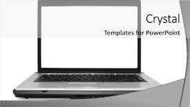  Presentation with laptop computers around the world backgroun - Slide set with laptop on a white background background and a  colored foreground