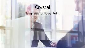  Presentation with double exposure of business people - Colorful slide set enhanced with laptop on business meeting backdrop and a white colored foreground