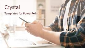  Presentation with smartphone - Presentation with laptop on desk while scrolling background and a lemonade colored foreground