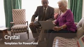  Presentation with nursing satisfaction - Slides enhanced with laptop on sofa at nursing background and a tawny brown colored foreground