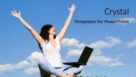  Presentation with green technology - Audience pleasing PPT layouts consisting of laptop on the green backdrop and a teal colored foreground