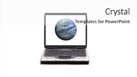  Presentation with planet earth on white - Presentation design consisting of laptop on white background whith earth on the screen background and a white colored foreground