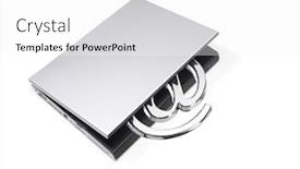  Presentation with internet - Cool new slides with laptop-open-with-an-internet backdrop and a white colored foreground