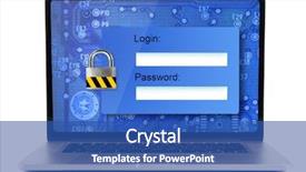  Presentation with password security - PPT theme featuring laptop screen - computer security background and a ocean colored foreground